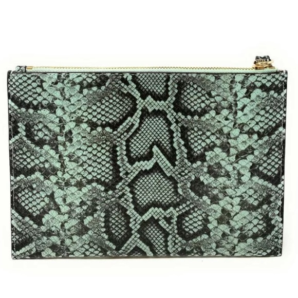 NWT Michael Kors Python XL Zip Clutch - Pale Jade - Picture 4 of 12